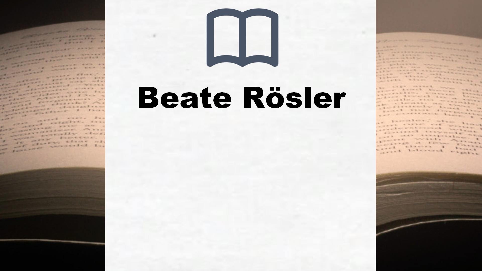 Beate Rösler Bücher