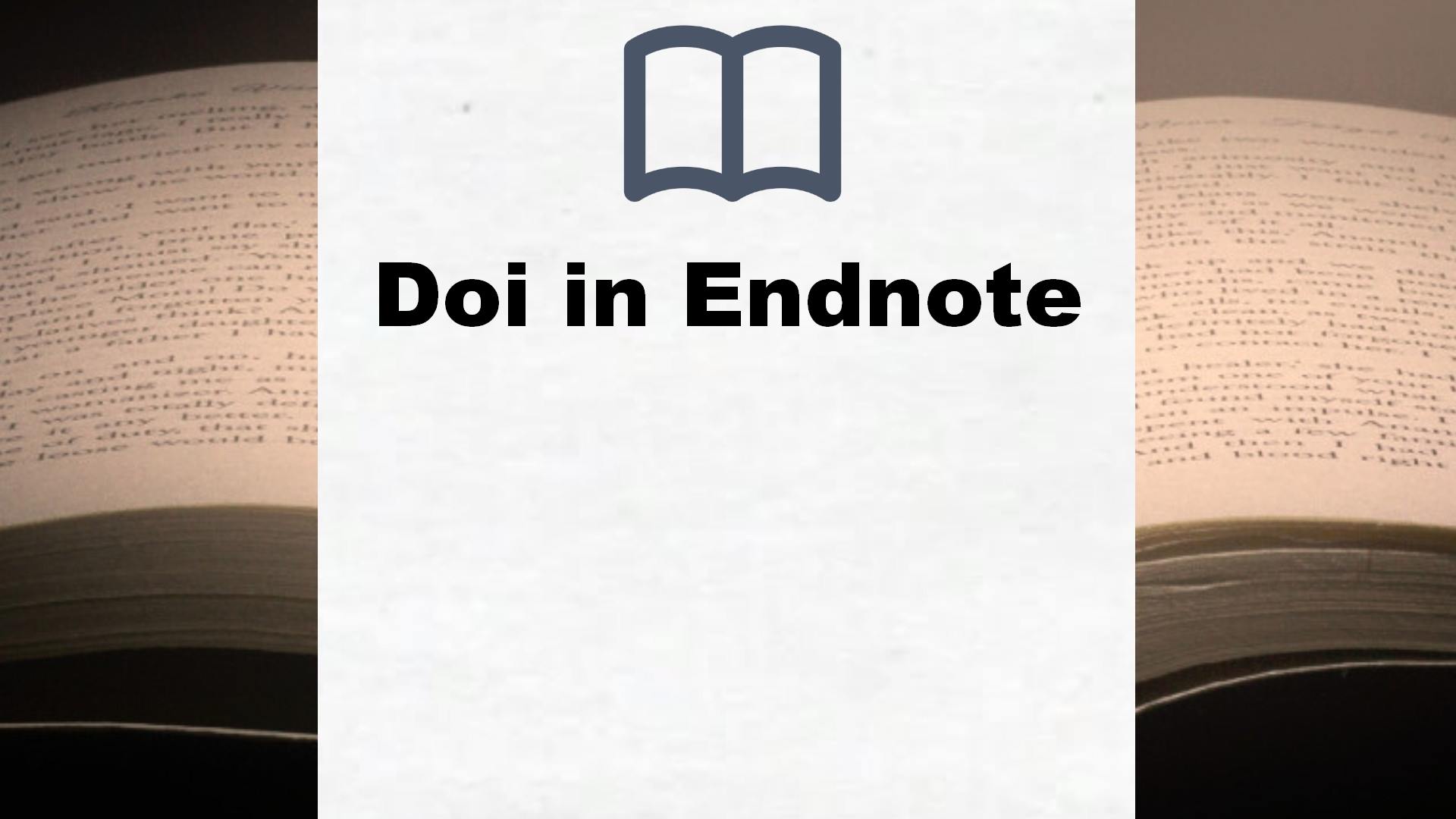 Bücher über Doi in Endnote